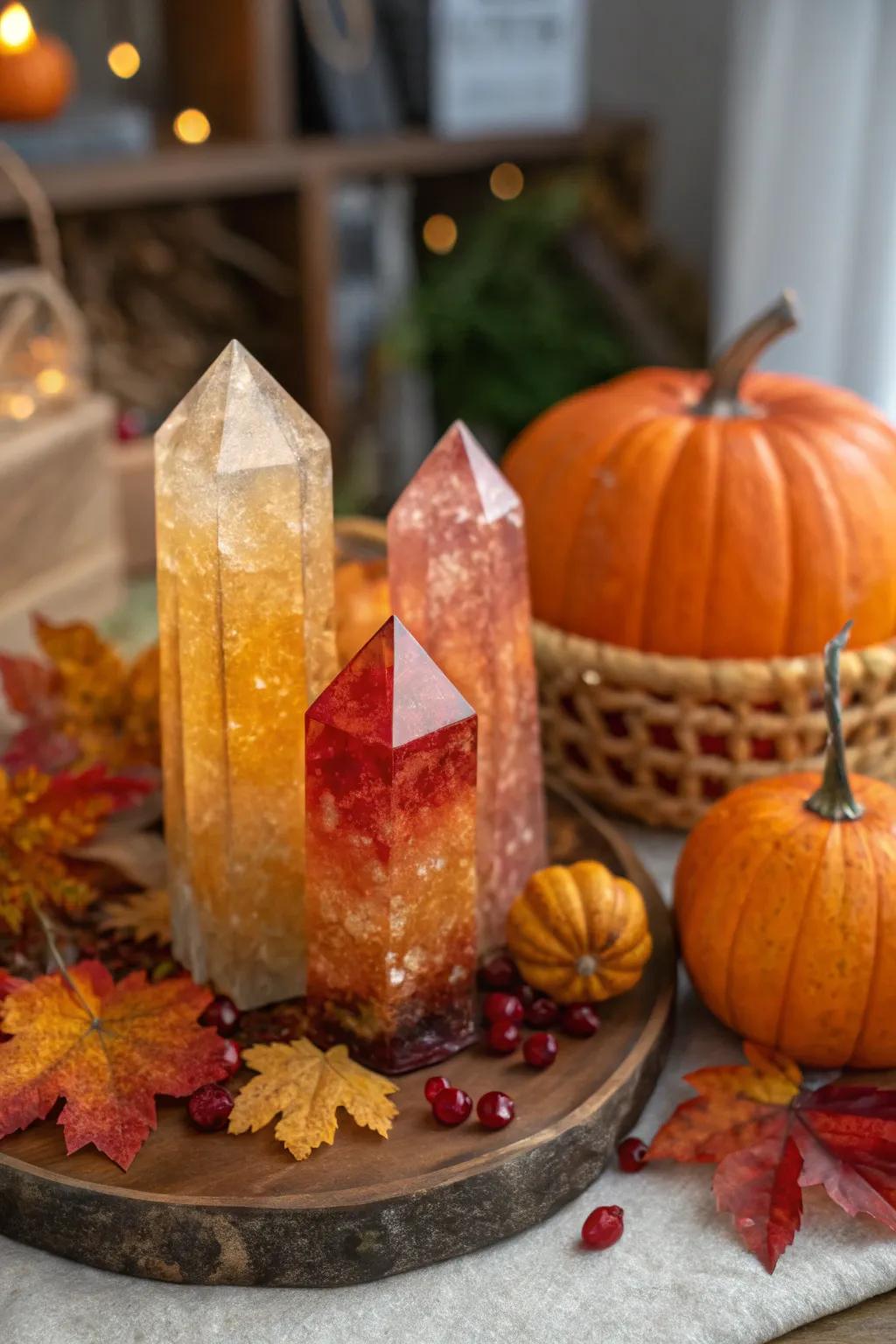 A seasonal switch-up with autumn-colored crystals.