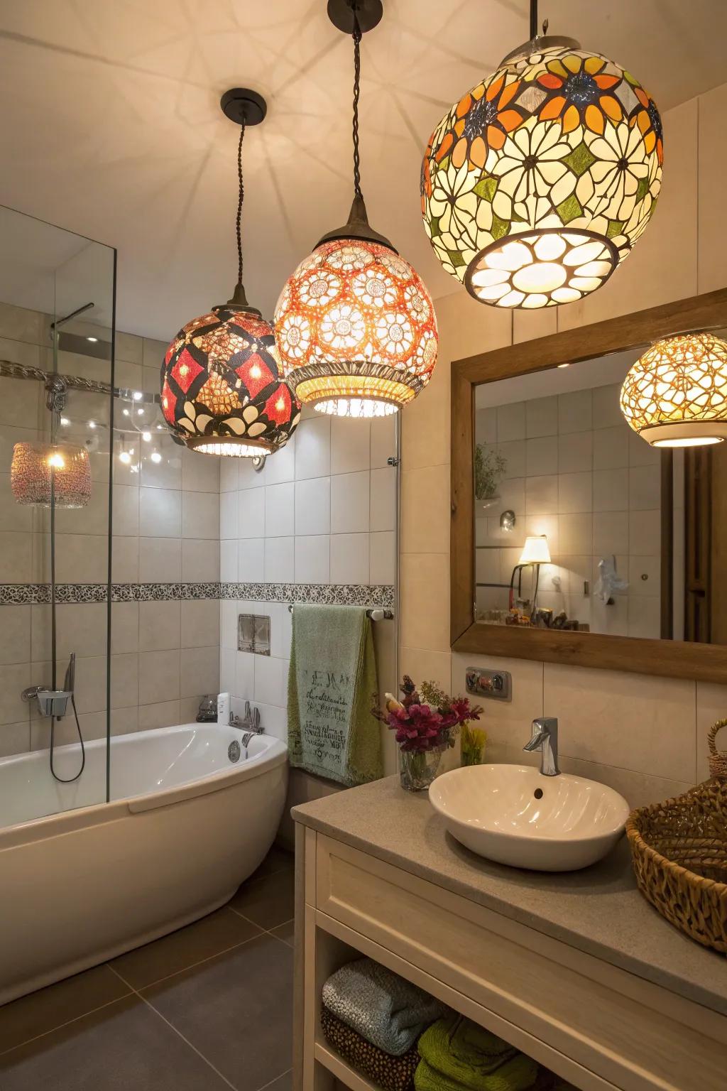 Whimsical lighting adds warmth and character to your bathroom.