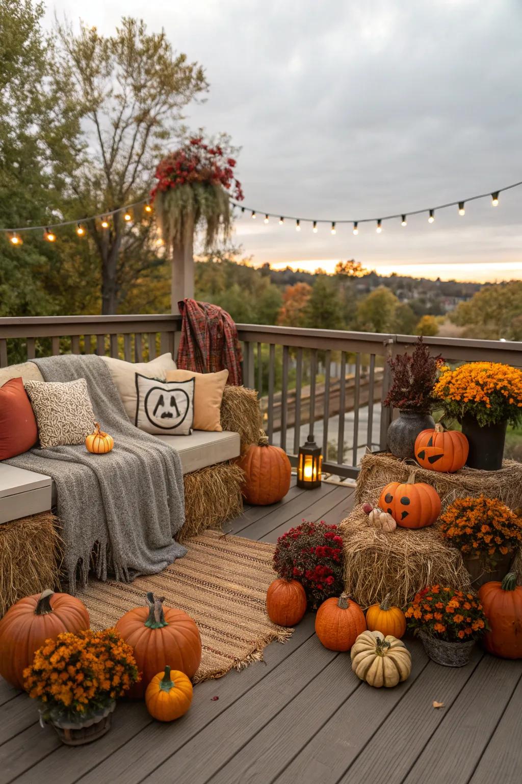 Seasonal decor bringing new life to the deck ambiance.