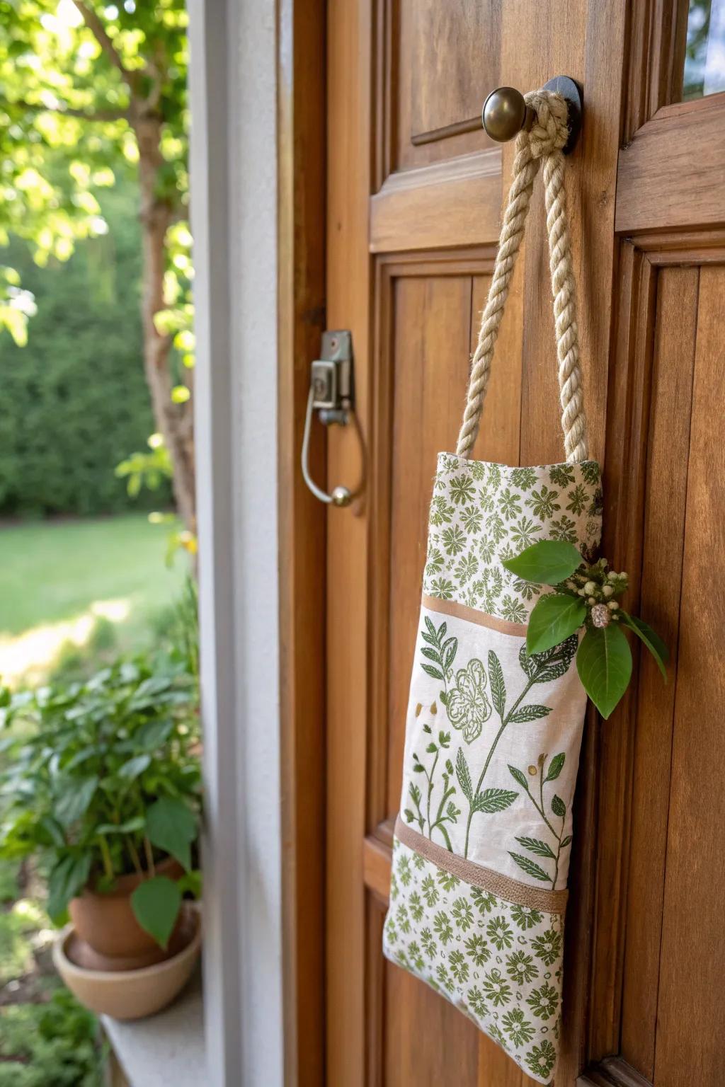 Go green with an eco-friendly door hanger crafted from recycled materials.