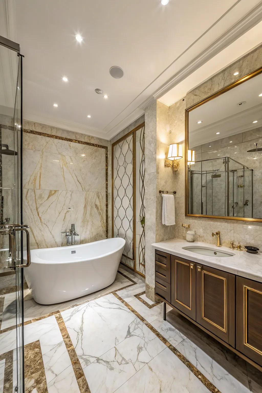 Luxurious materials elevate your bathroom to a sophisticated retreat.