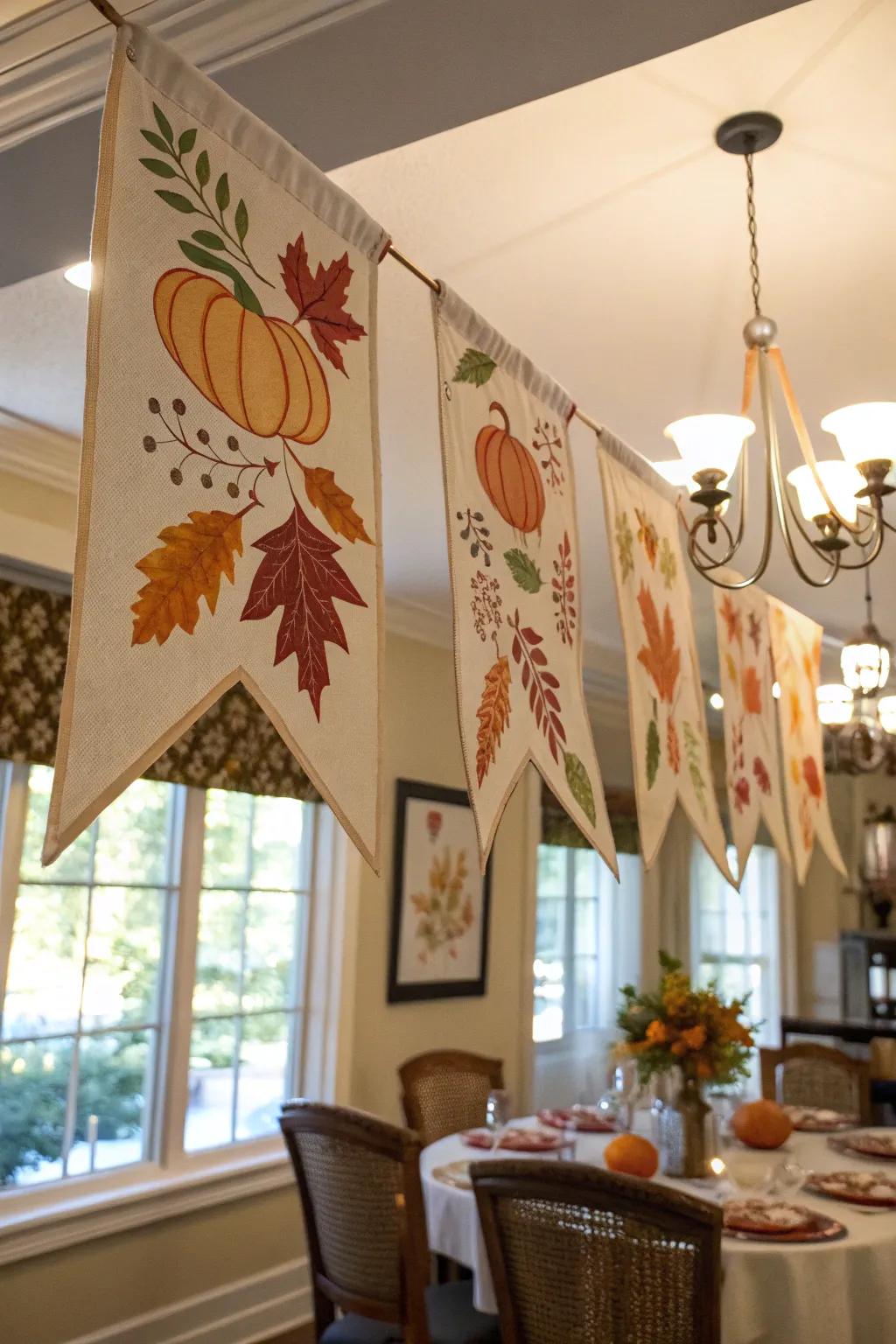 Fabric banners add a festive and personalized touch to your fall decor.