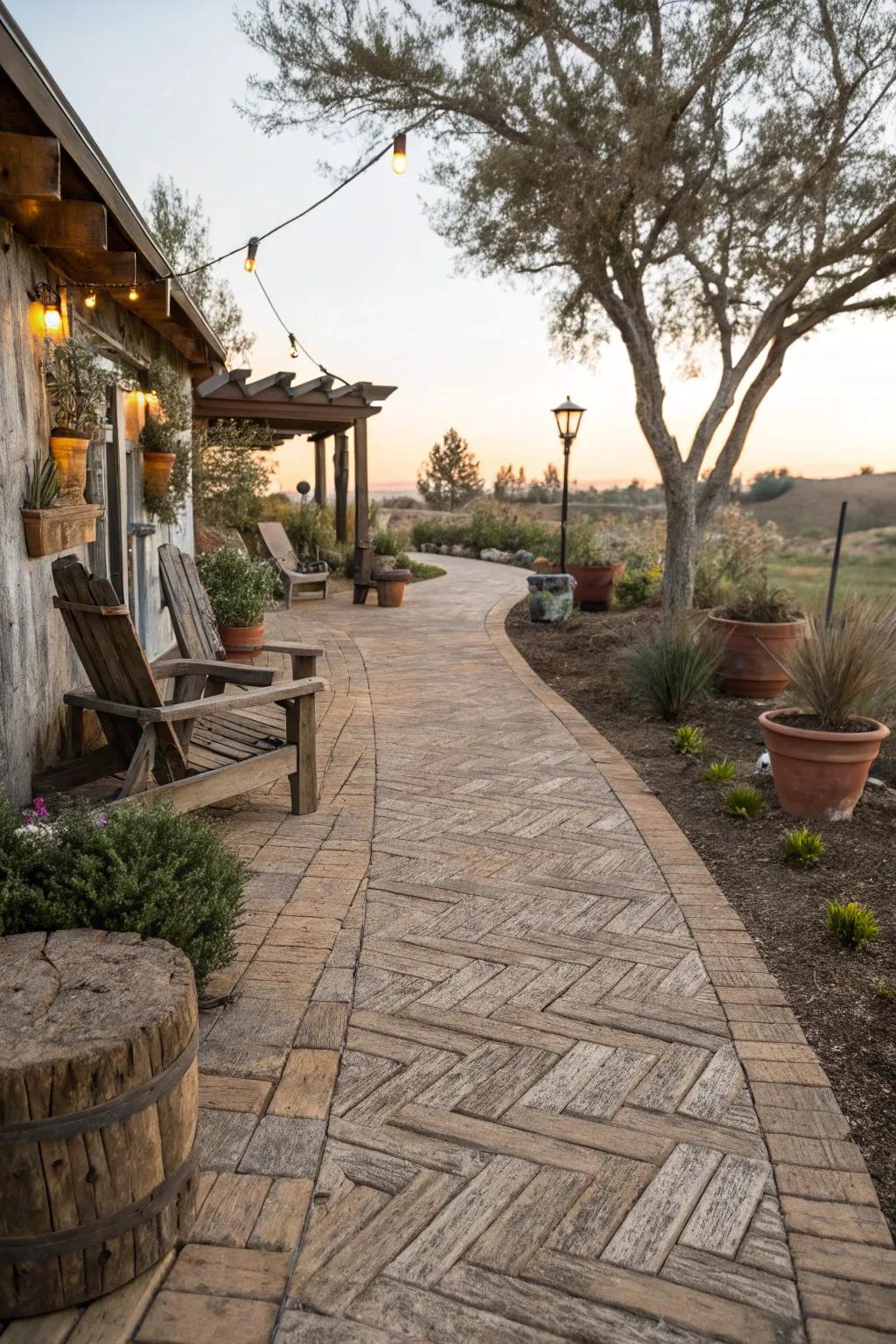 Wood-look pavers combine the charm of wood with the durability of stone.