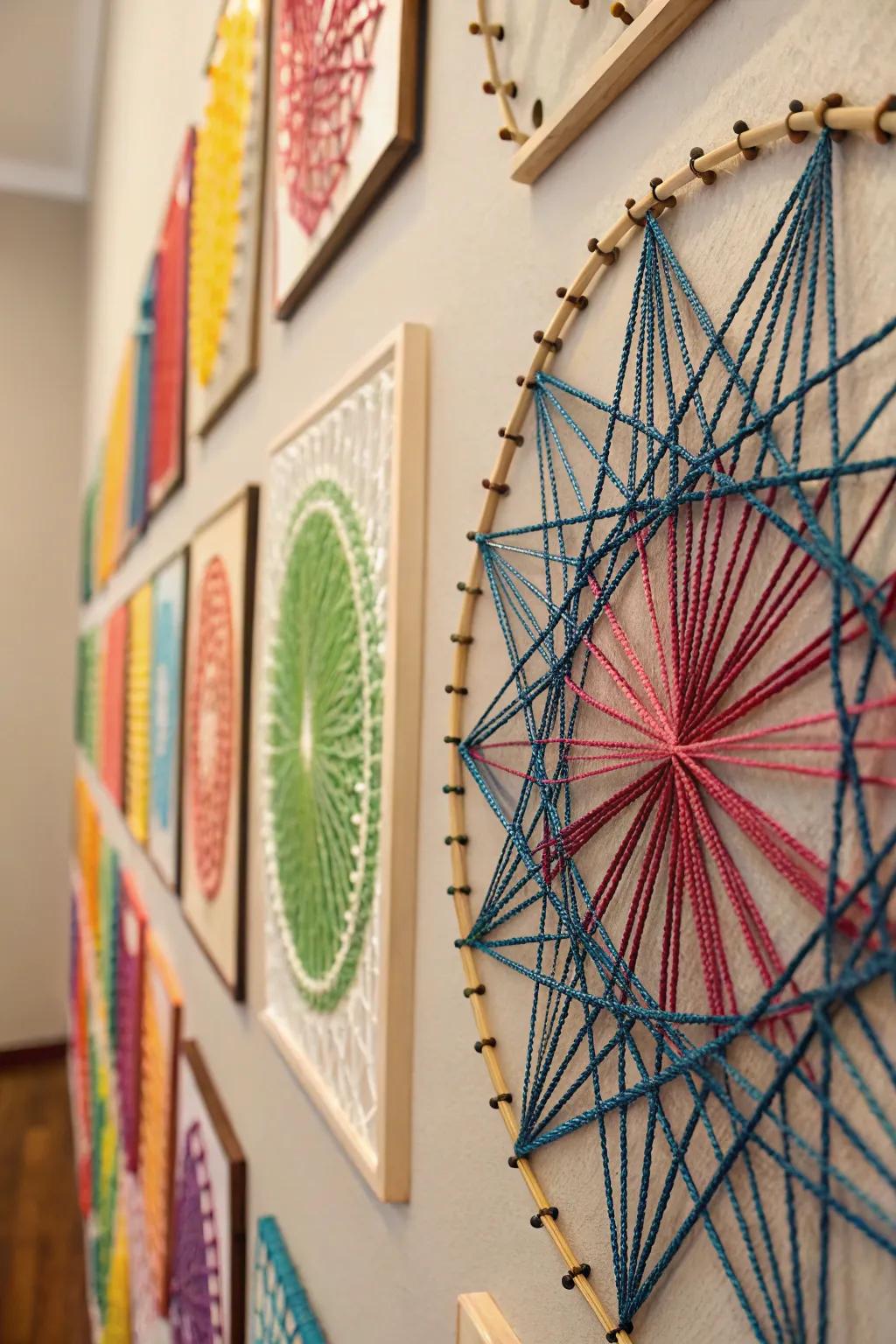 String art adds texture and a hands-on touch to geometric decor.