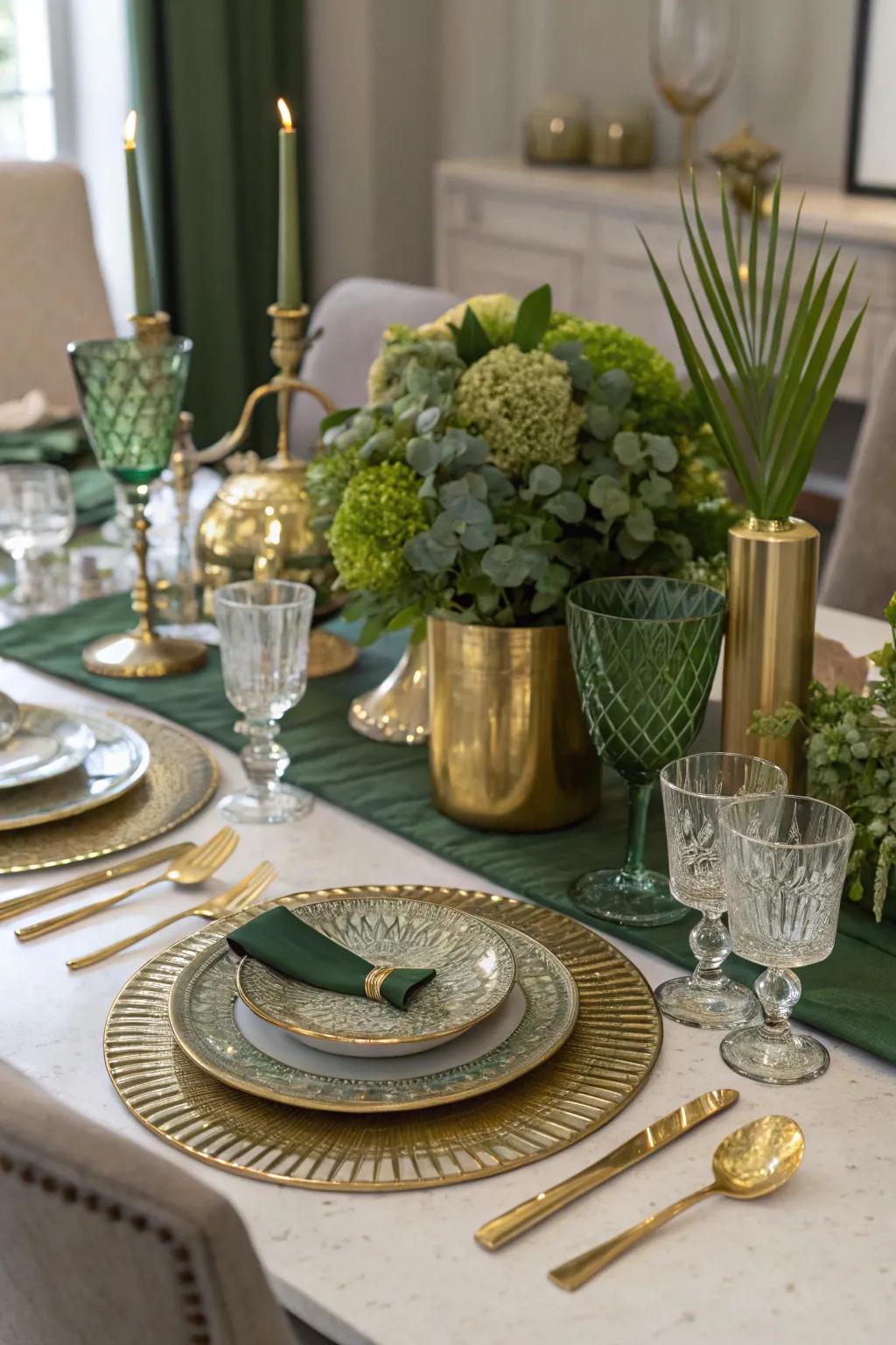 Metallic accents highlighting the green theme.