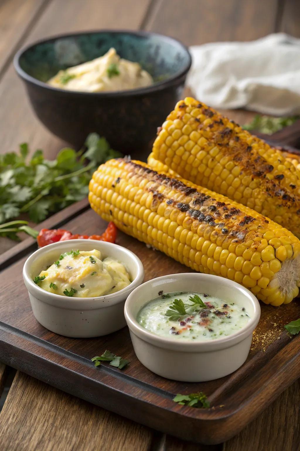 Flavored butters make grilled corn an exciting side dish.