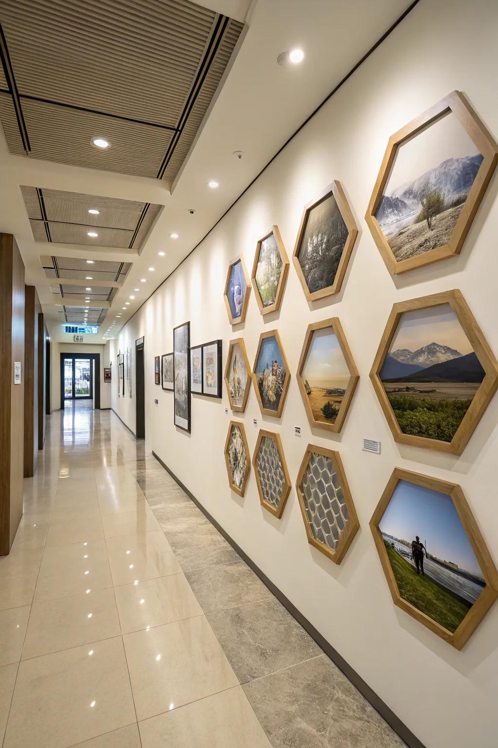 Unusual frame shapes create a contemporary edge.