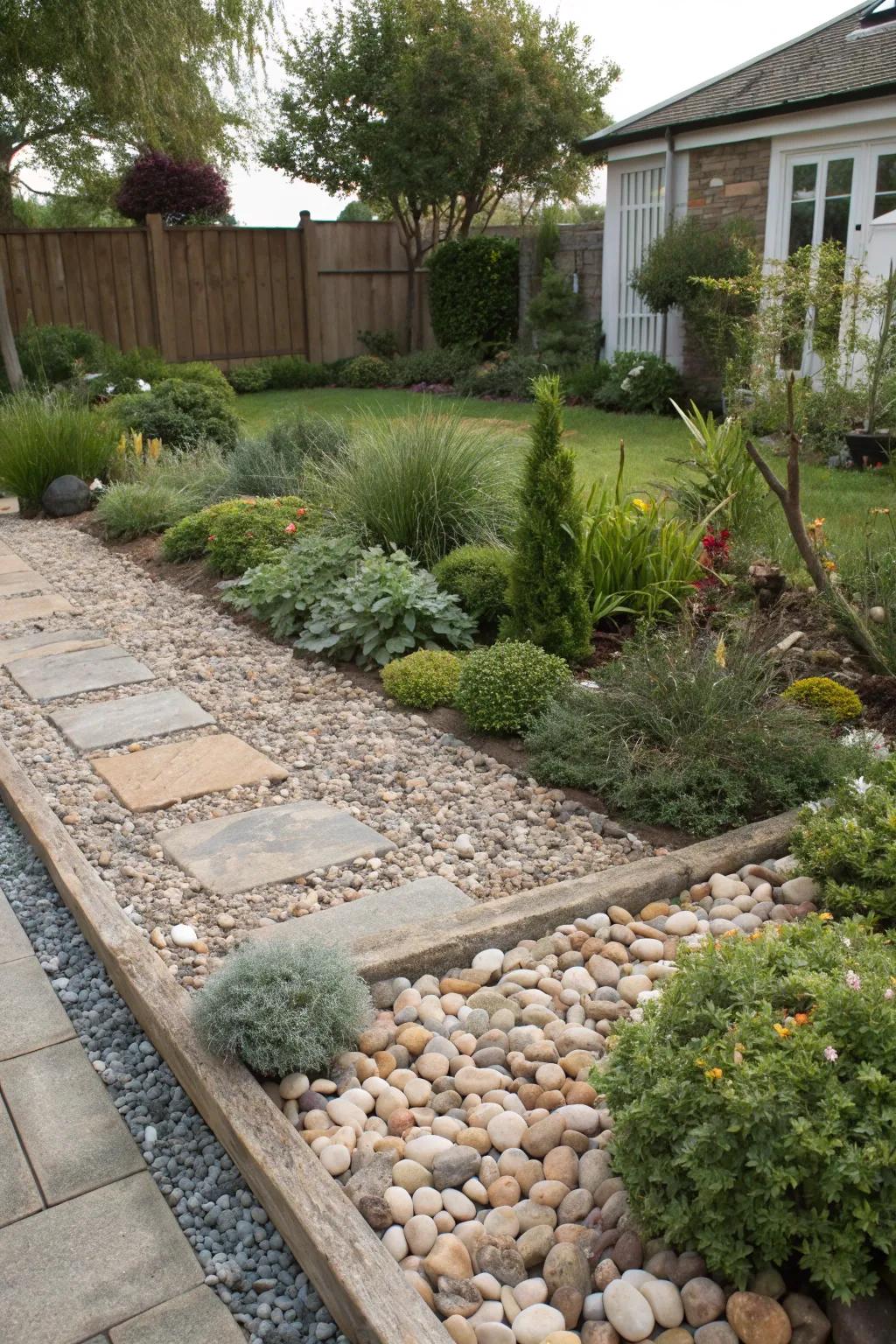 Pebbles and gravel add decorative texture to any garden.