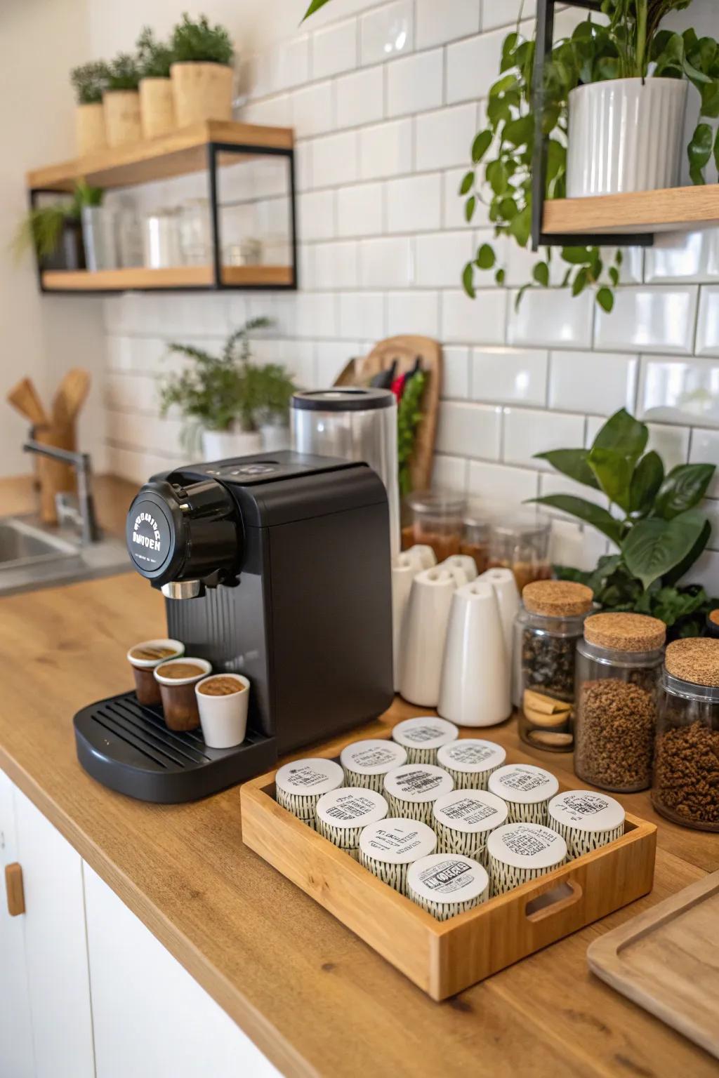 Eco-friendly choices make your coffee station sustainable and stylish.