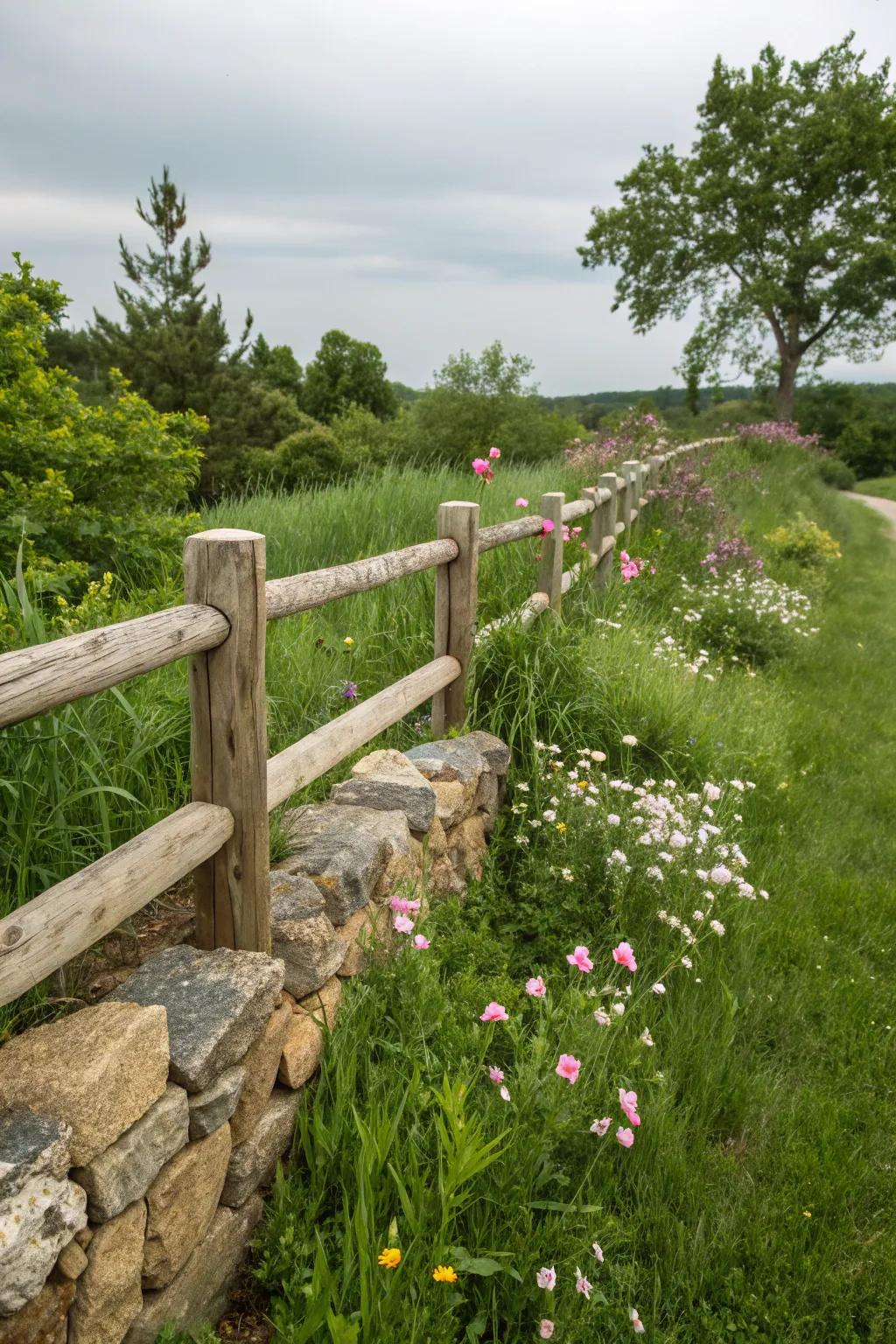 Stone accents add natural beauty and texture.