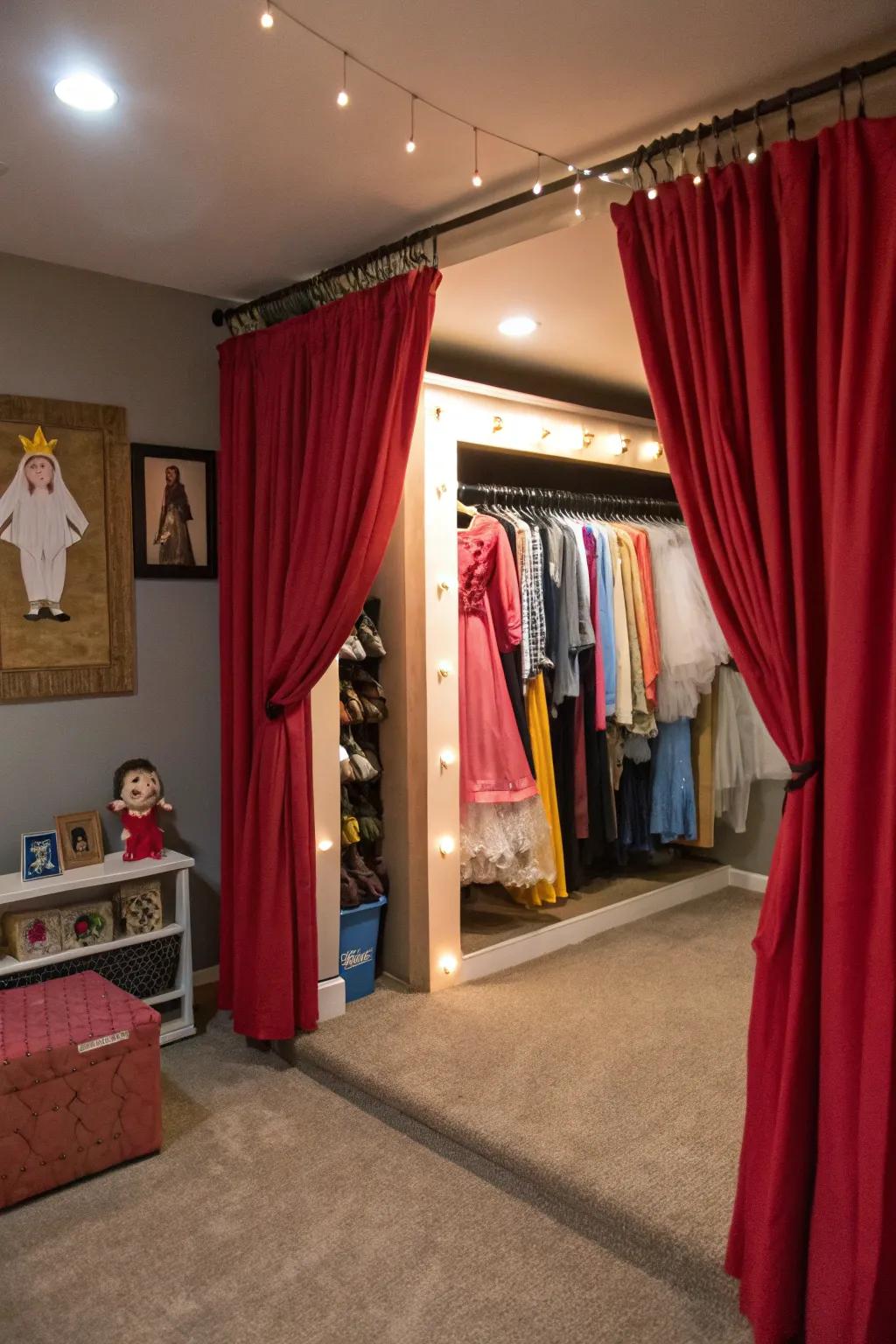 A mini theater space inspires creativity and performance.