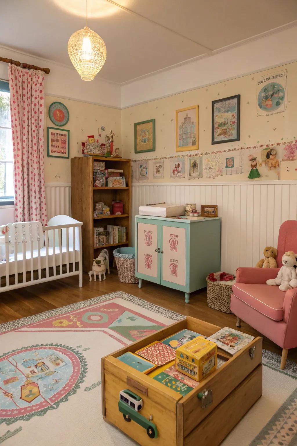 A vintage-themed classroom that evokes charm and warmth.