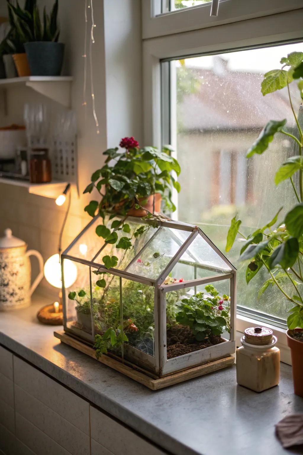 Bring greenhouse charm to your kitchen with a mini setup.