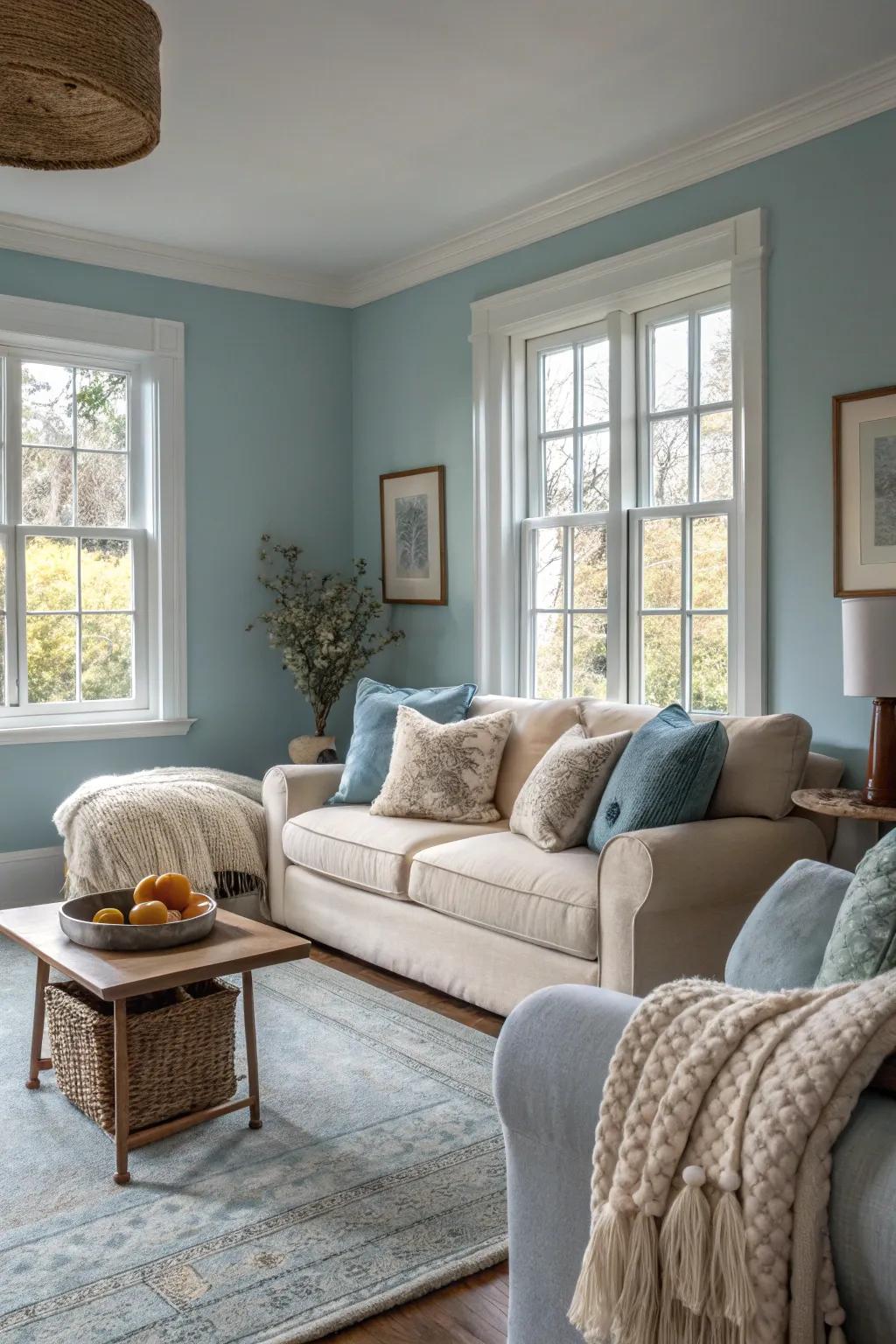 Muted blues for a soothing and sophisticated space.