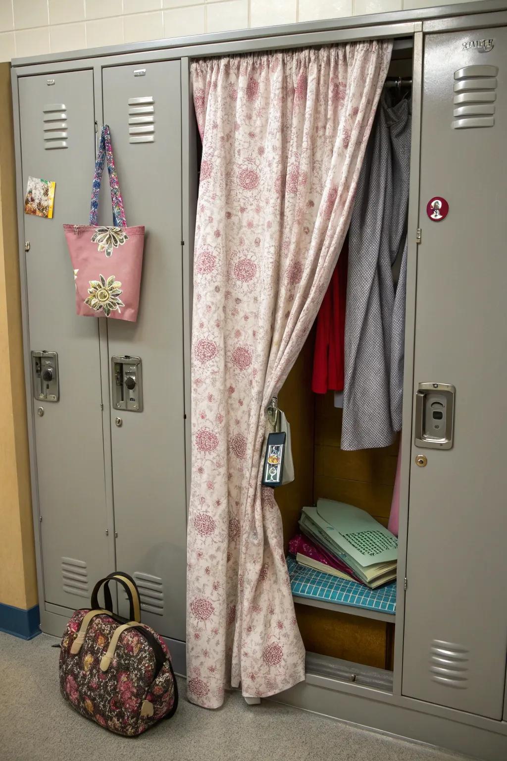 Add charm and privacy with beautiful locker curtains.