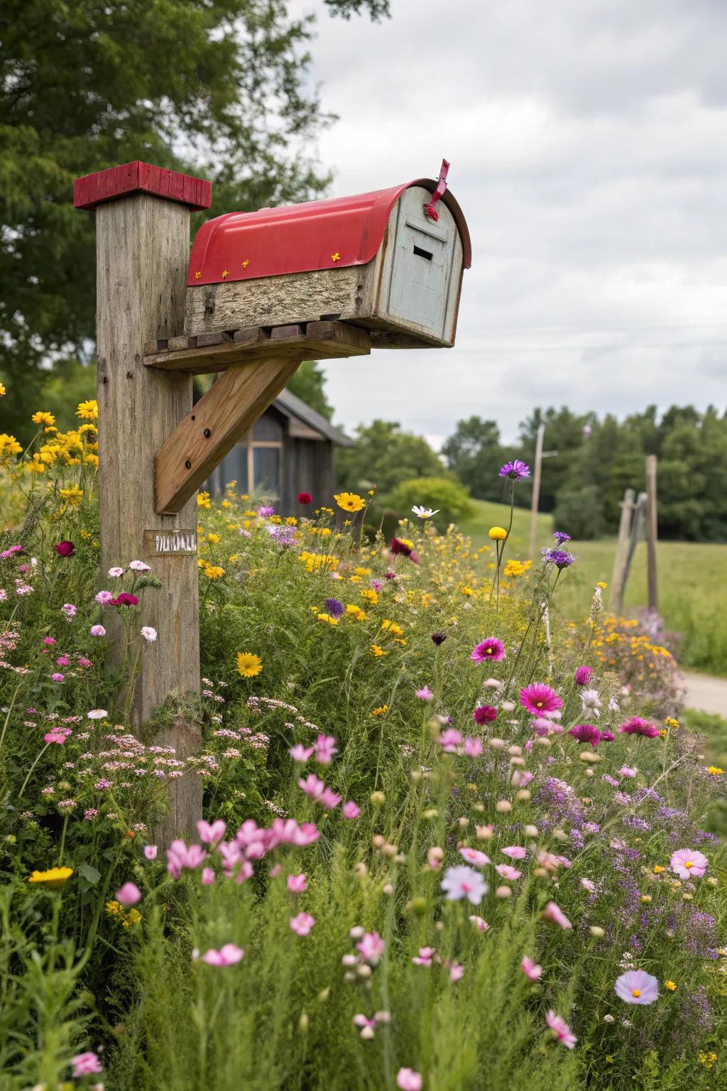 Wildflowers offer a vibrant and whimsical charm to your mailbox area.