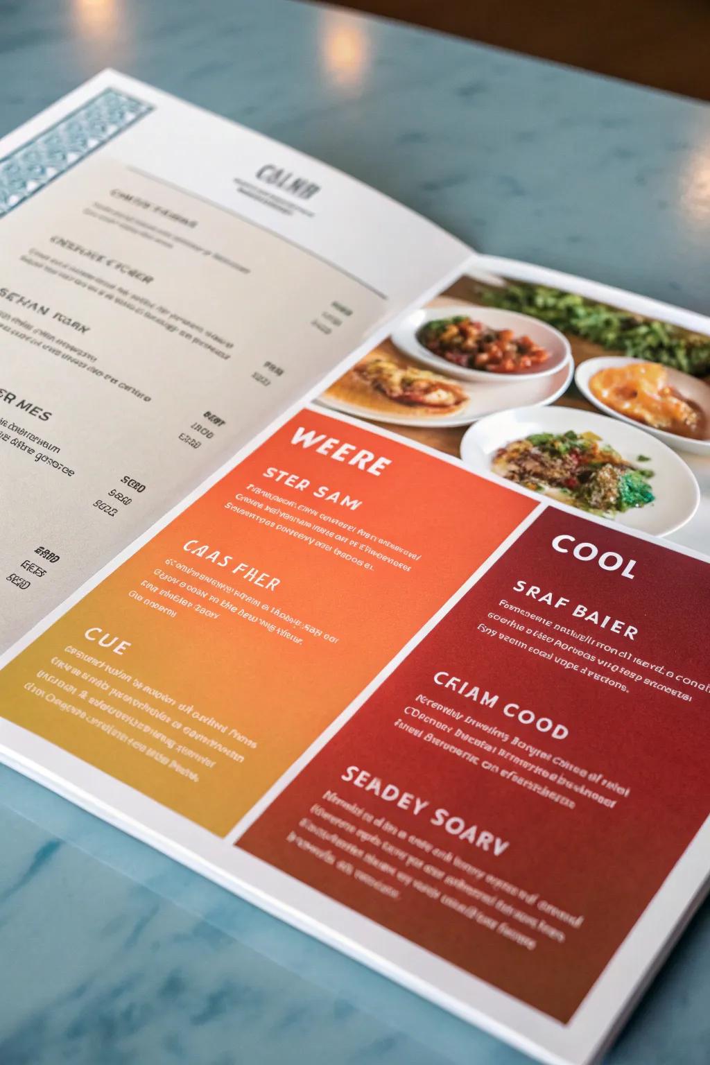 Color psychology: a subtle yet powerful tool in menu design.