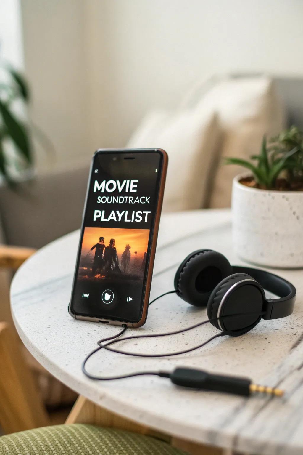 Set the scene with a curated movie soundtrack playlist.