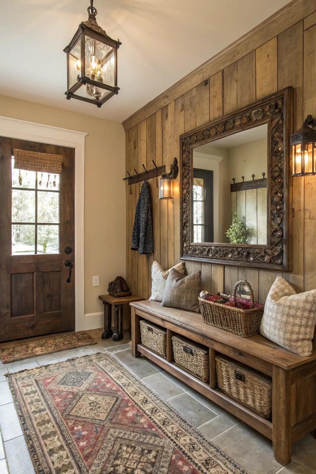 Vintage elements add character and charm to the mudroom.