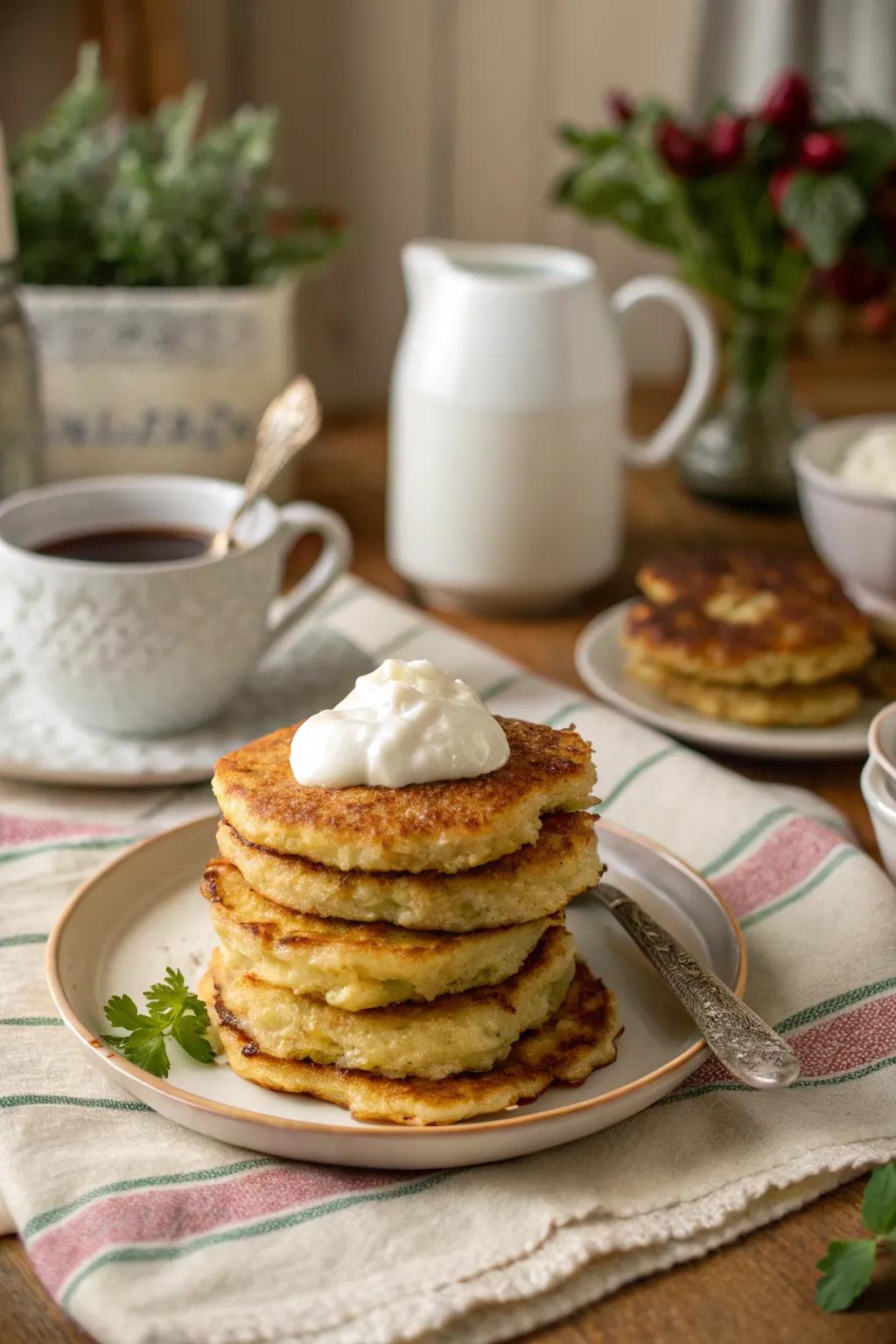 Mashed potato pancakes: A crispy twist on a classic side.