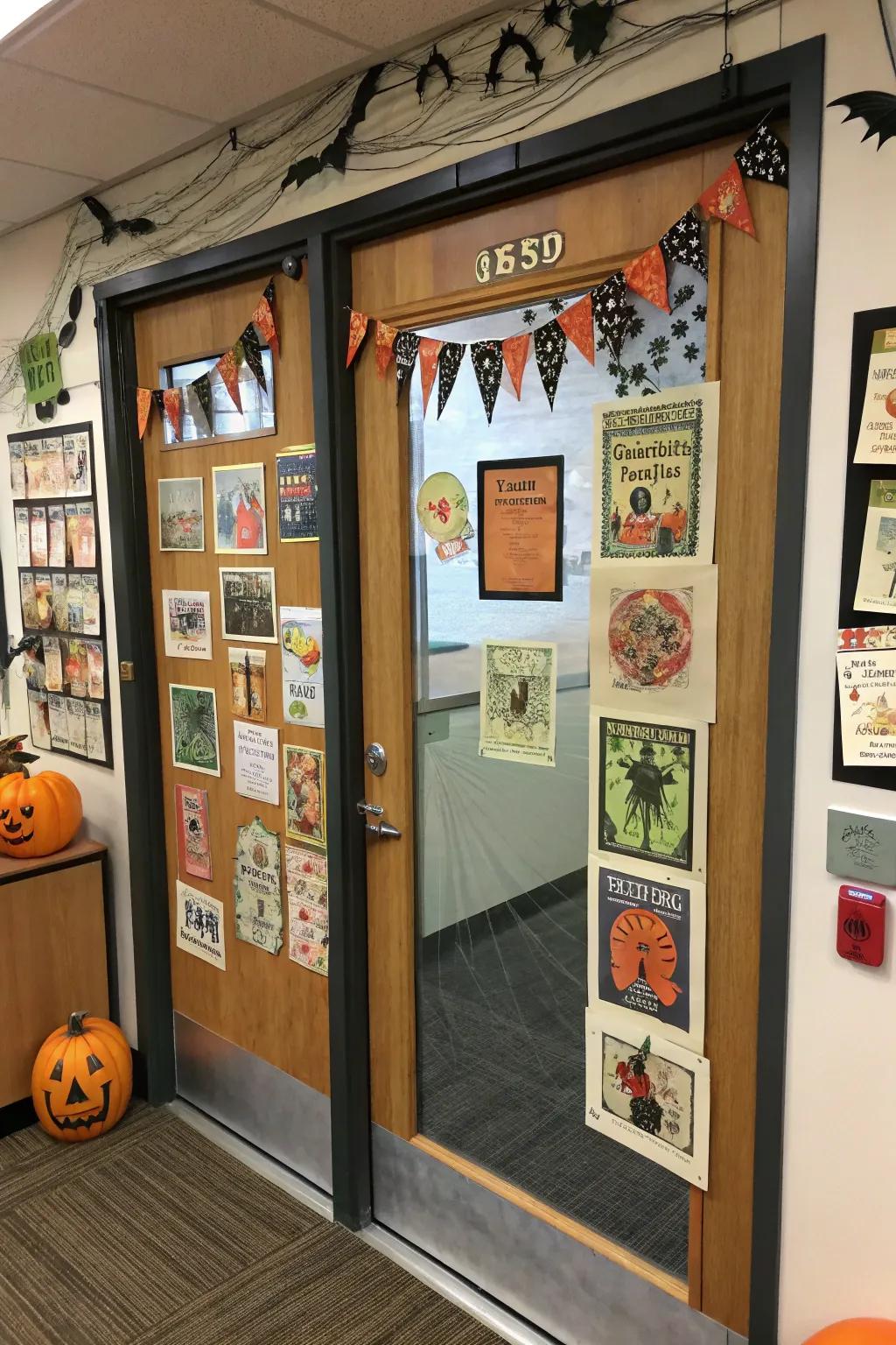 A retro door that brings back Halloween memories.