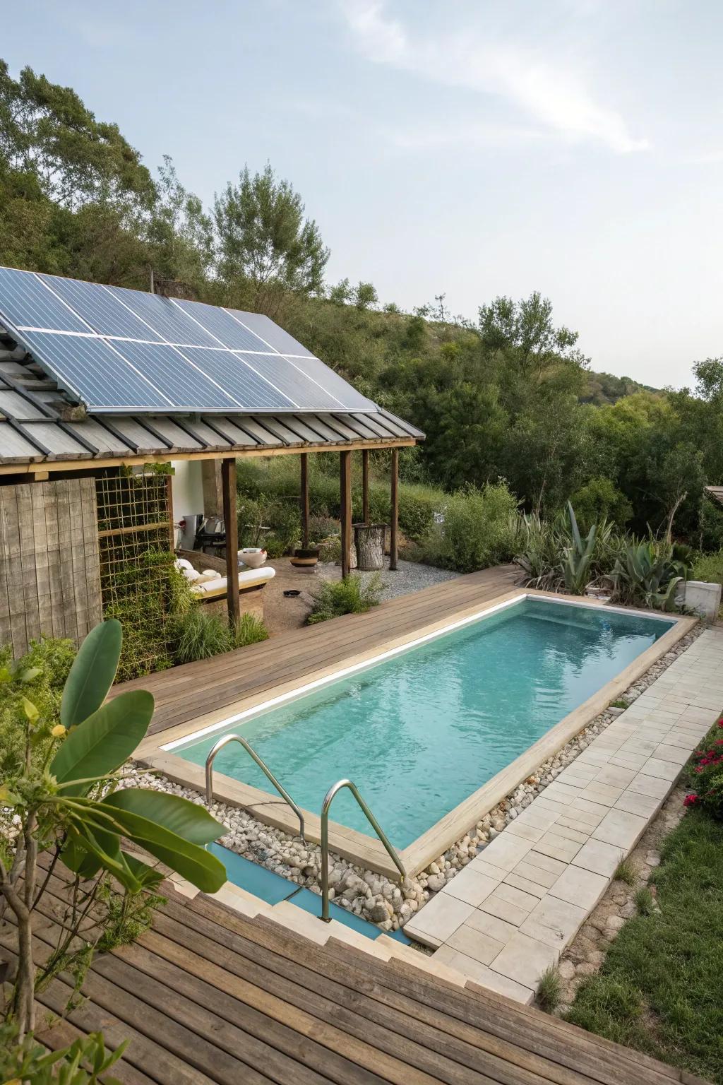 Eco-friendly features add sustainability and style to pool designs.