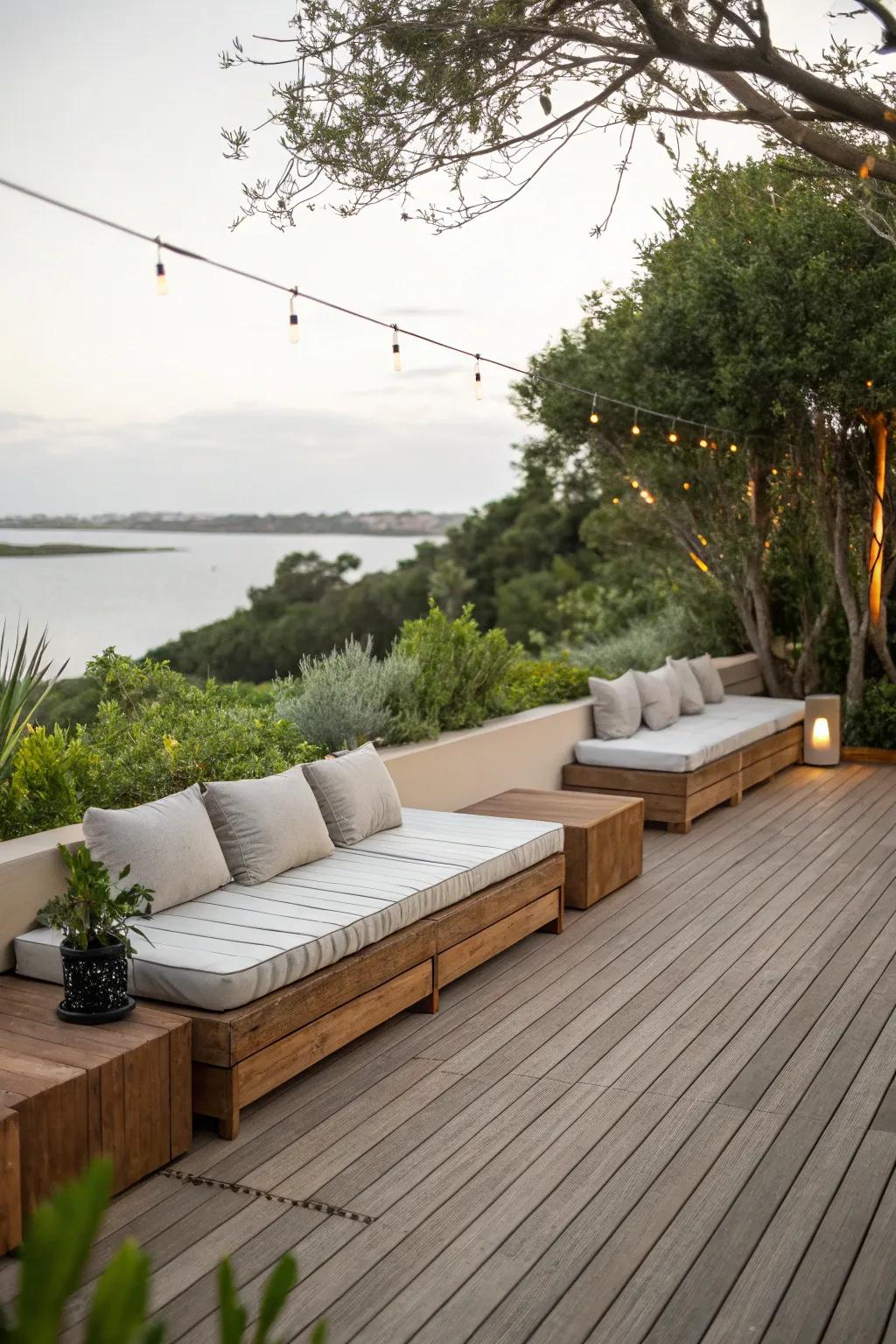 Maximize space with integrated deck seating.