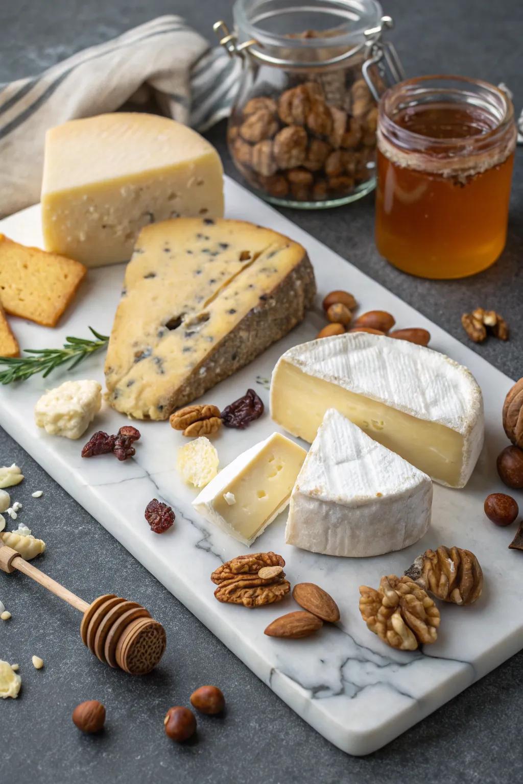 An artisan cheese board brings sophistication to your breakfast.