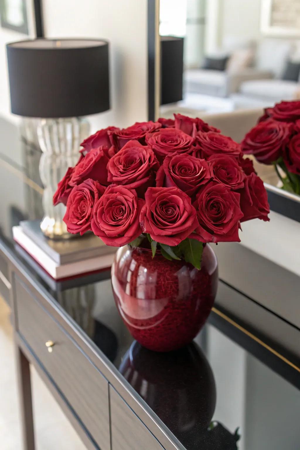 Sophisticated monochromatic rose display.