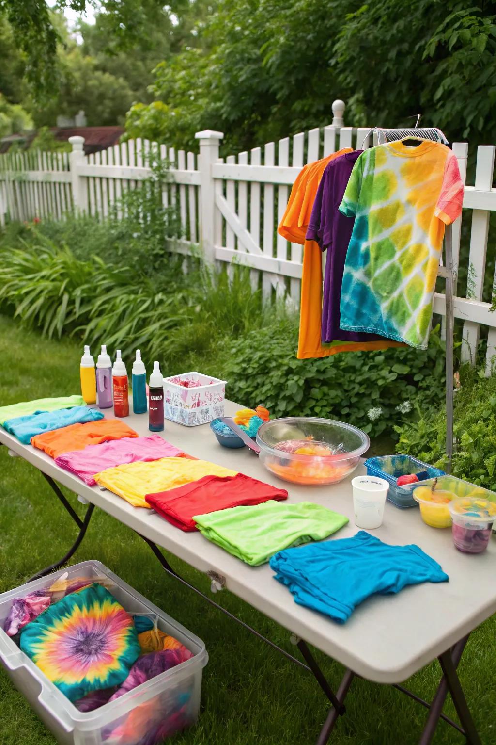 Unleash your creativity with a DIY tie-dye station.