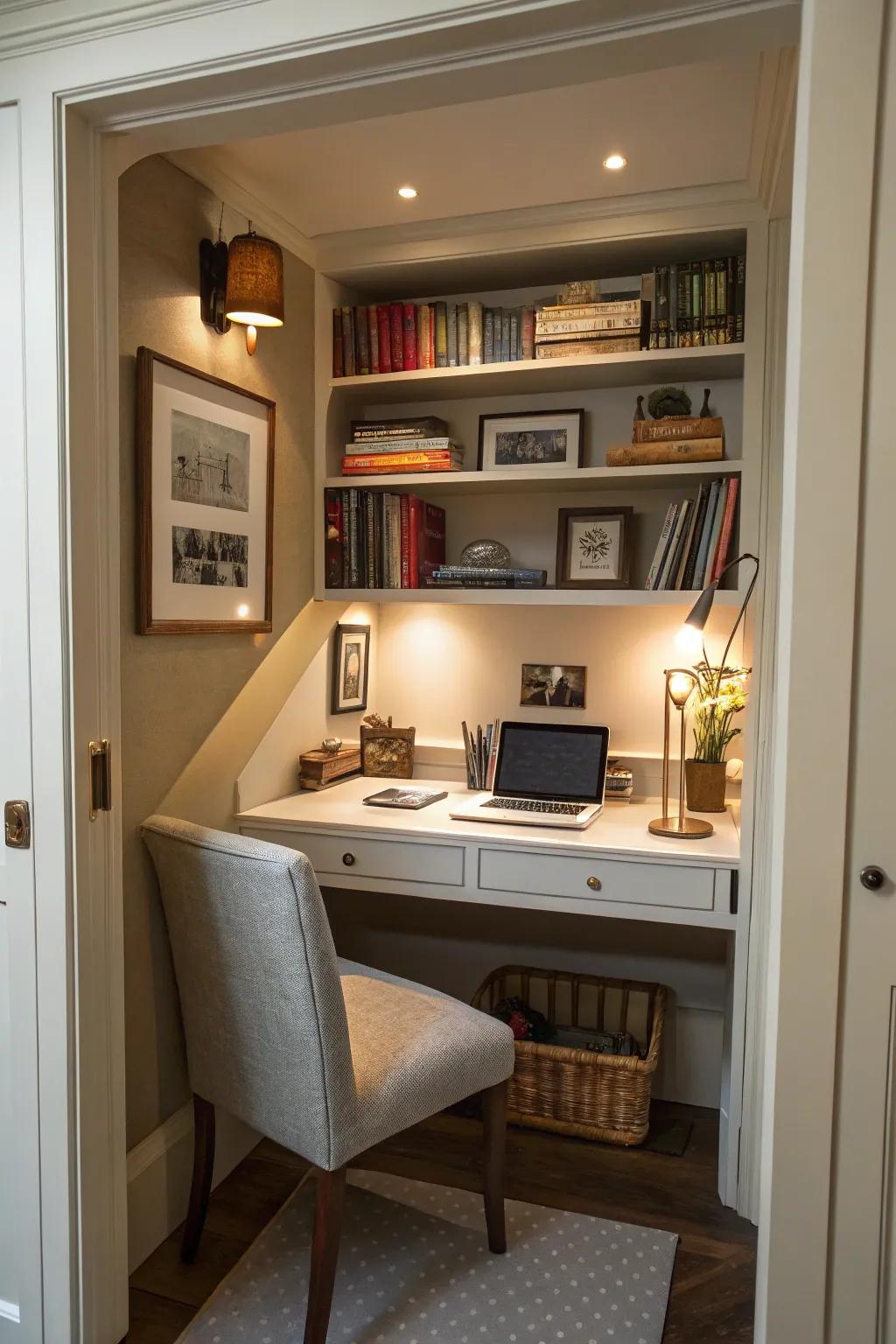 Pocket offices provide a dedicated work area without taking up much space.