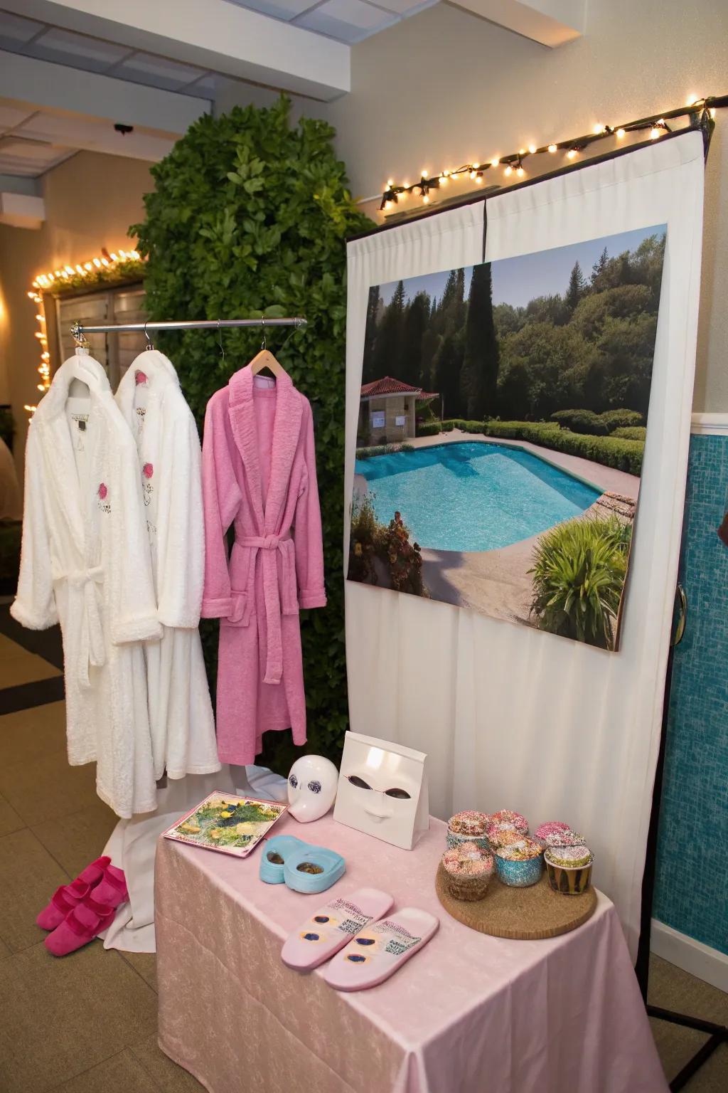 A photo booth captures fun memories of your spa sleepover.