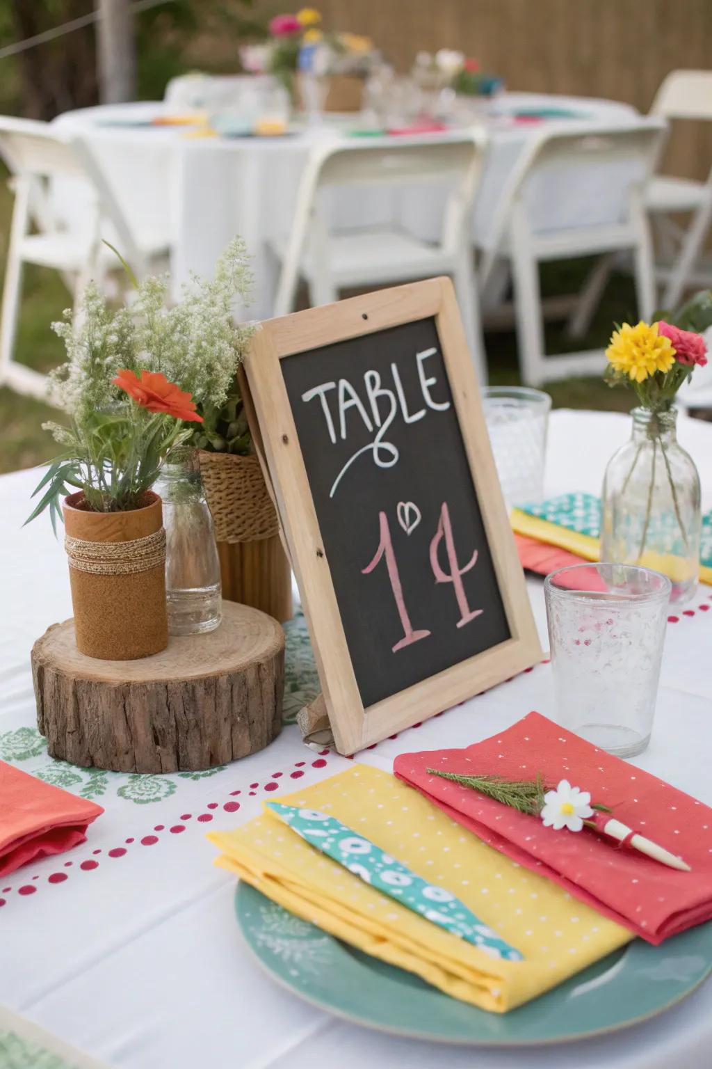 Chalkboard accents offer a customizable and playful touch.