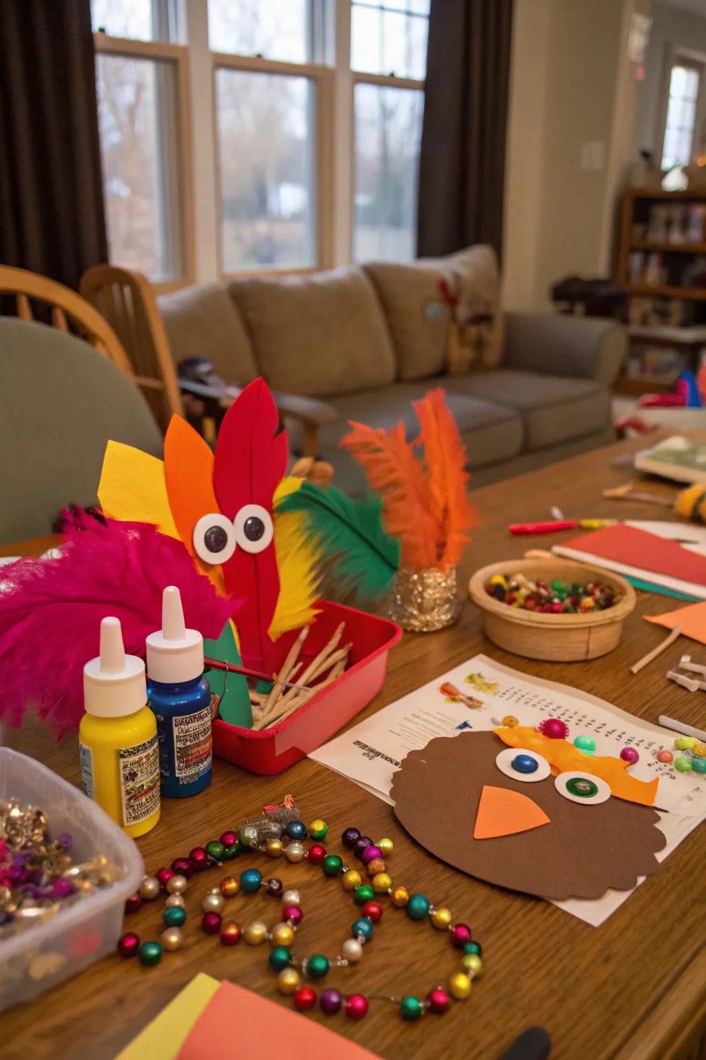 Handmade Thanksgiving ornaments adding festive charm to home decor.