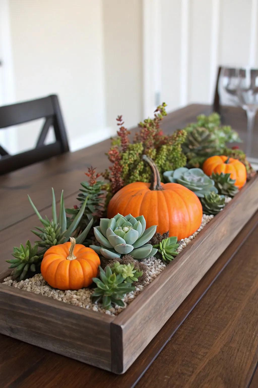 Succulent centerpieces bring greenery and style.