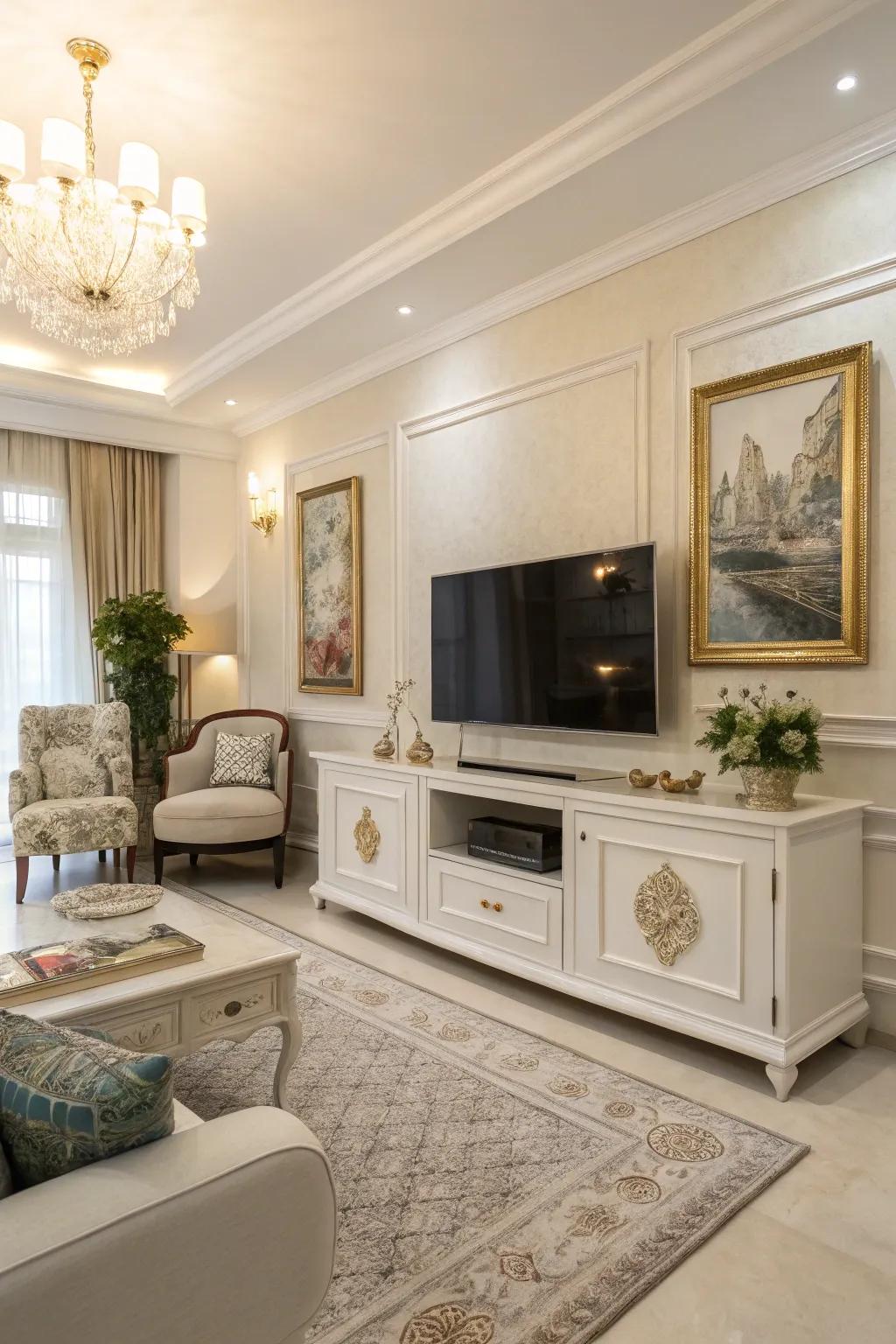 White cabinets provide timeless elegance and brightness.