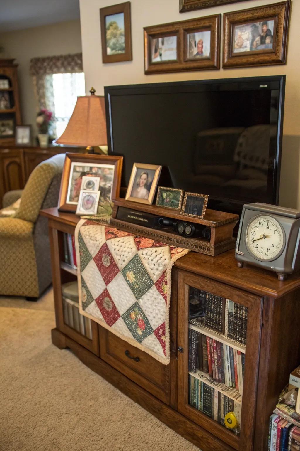 Personal treasures add warmth and individuality to your TV stand.