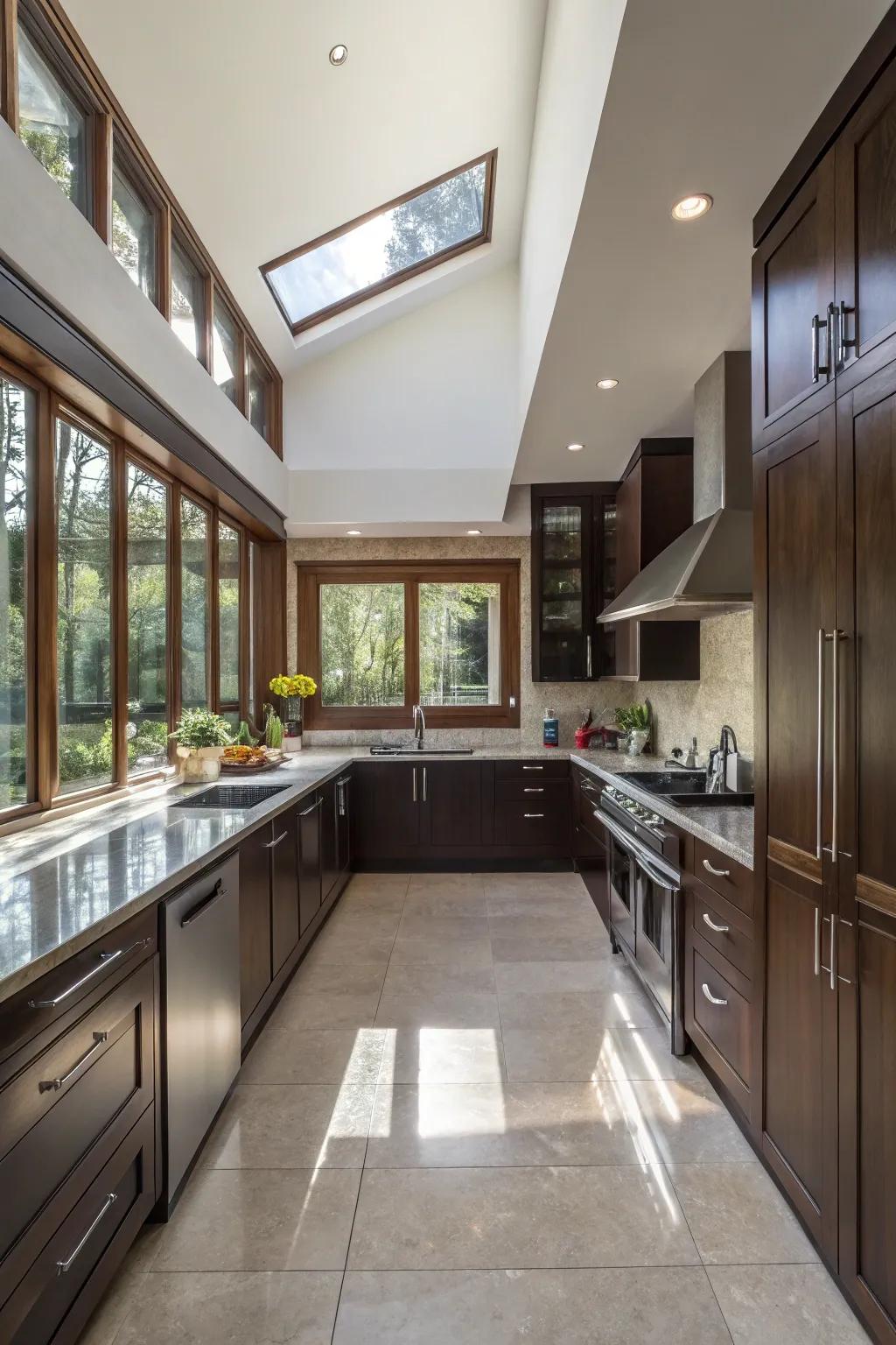 Dark cabinets can add elegance and a cozy feel to your kitchen space.