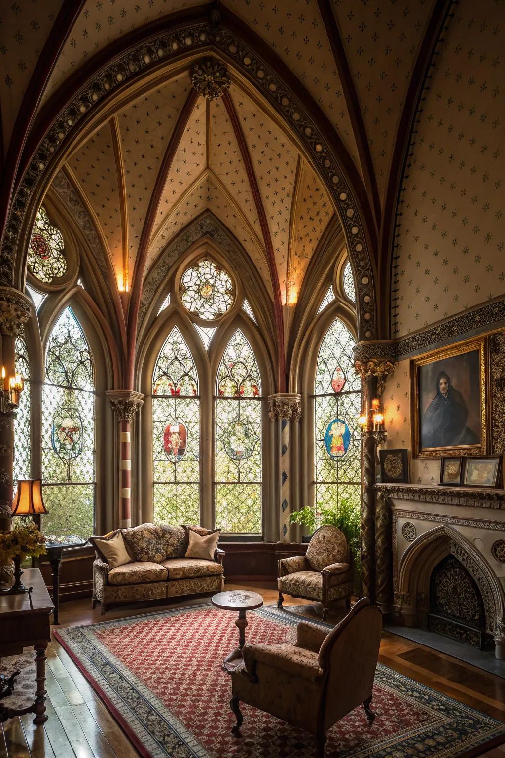 Gothic architectural elements offer dramatic flair.