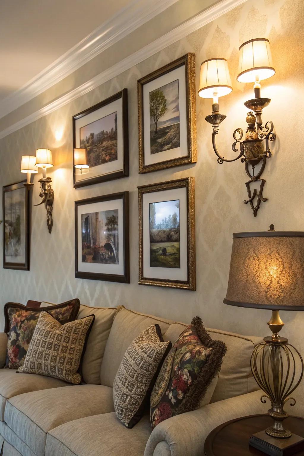 Sconces offer both style and functional lighting.