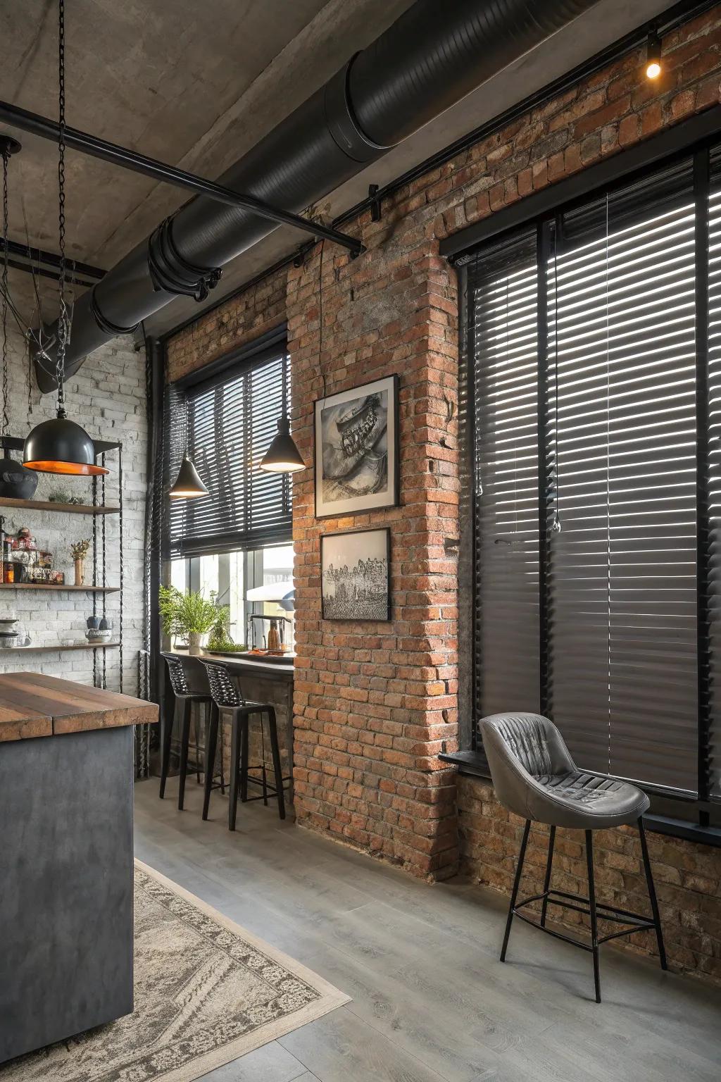 Add an industrial edge with sleek metal blinds.