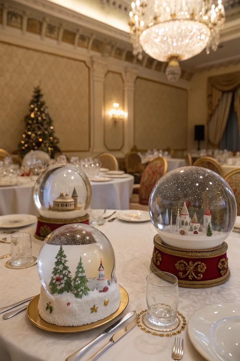 Snow globes add playful, whimsical touches to your event.