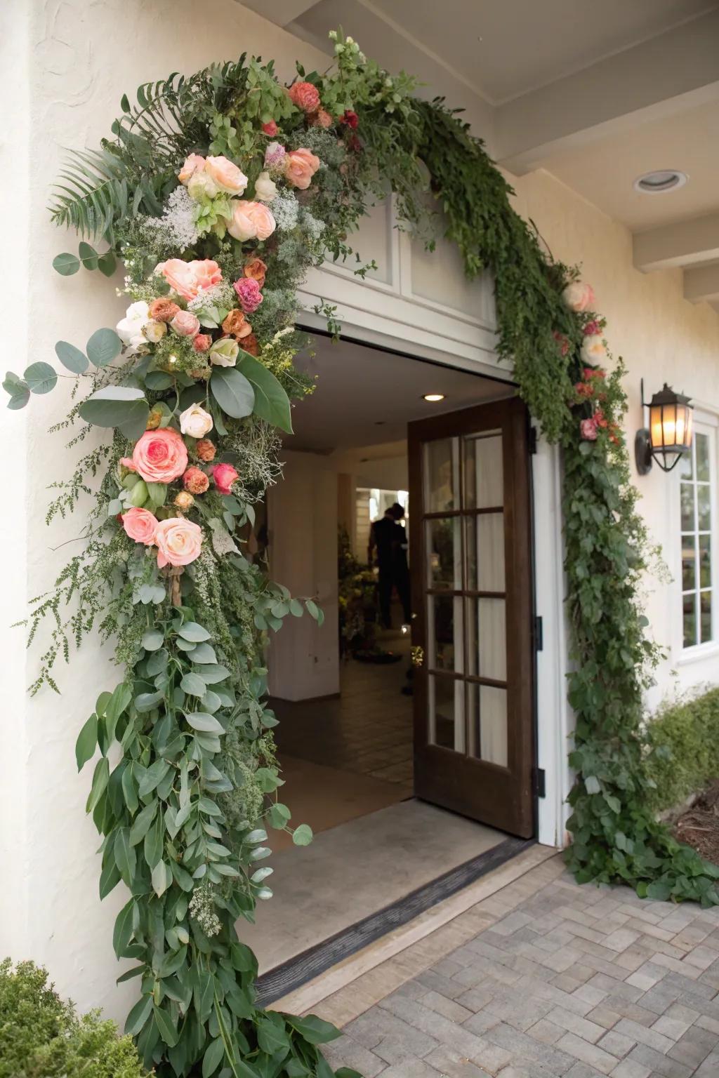 Nature's garland adds elegance and freshness to the entrance.