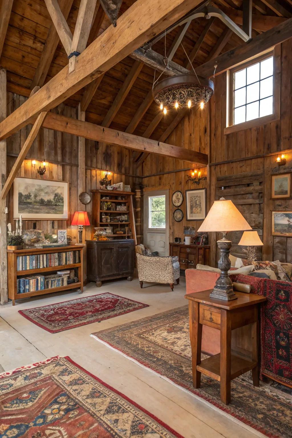 Reclaimed materials adding unique character and sustainability.