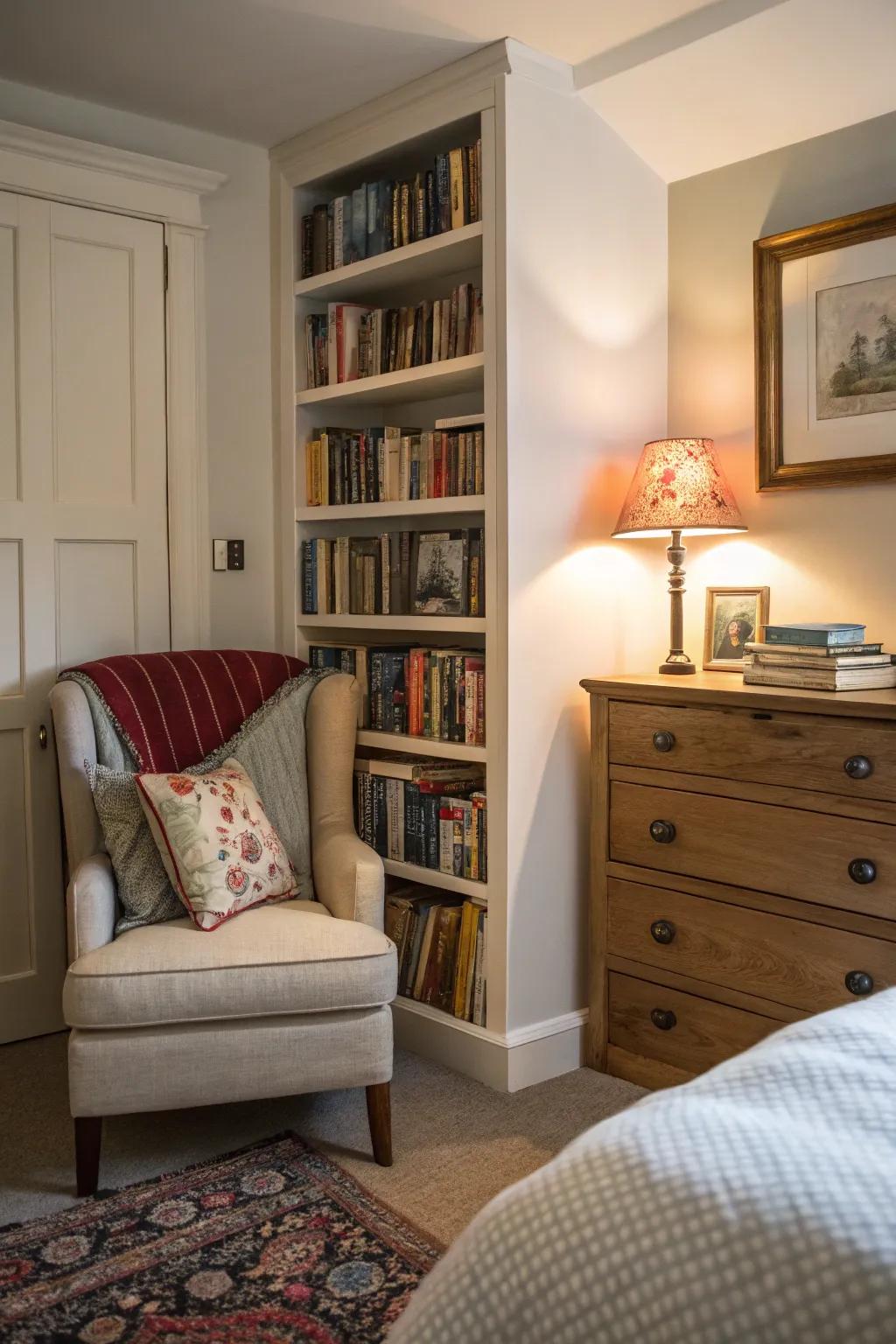 Create a peaceful escape with a cozy reading nook.