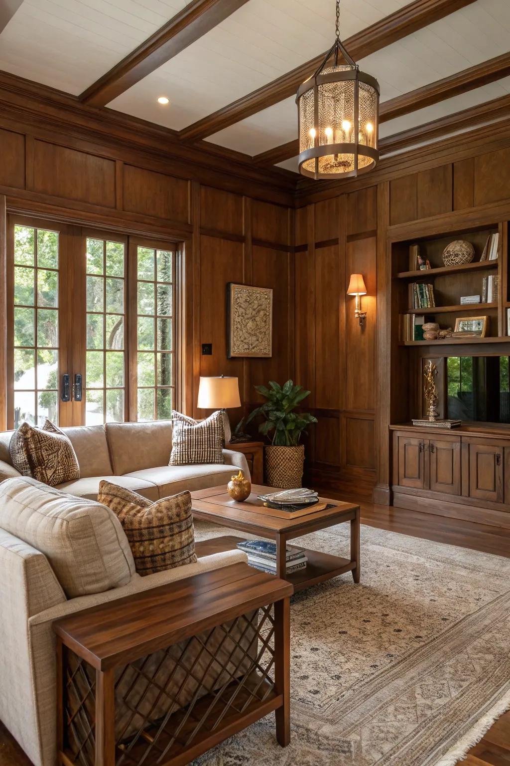 Mahogany walls add richness and warmth to your space.