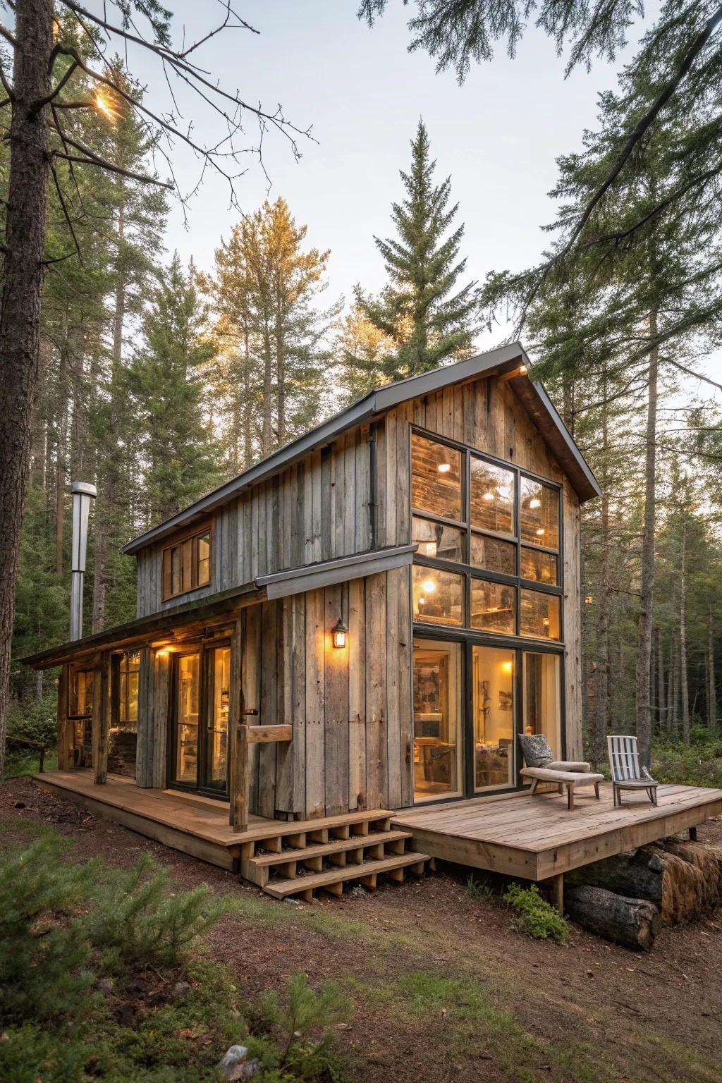 Eco-friendly materials lend character and sustainability to the cabin.