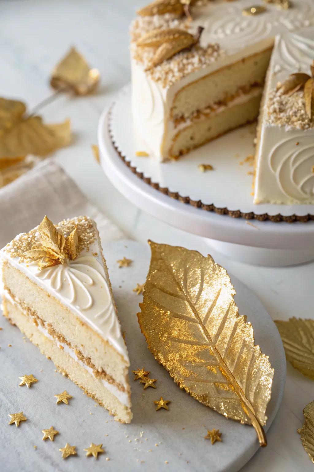 Edible gold leaf adds a luxurious touch to your dessert presentation.