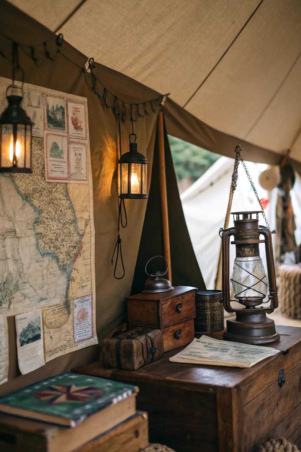 Add character with unique vintage finds inside your tent.