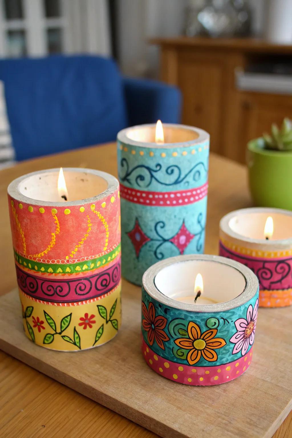 DIY personalized candle holders adding a personal touch.